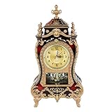 Joyzan Tischwecker, Wanduhr mit Pendel und Glockenspiel, Klassische Vintage-Tischuhr im europäischen Stil, antike Uhr für Zuhause, Wohnzimmer, Schlafzimmer[rotbraun]