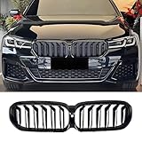 Hengjiayao G30 G31 Nieren Schwarz Kühlergrill passend für BMW 5er G30 G31 LCI Facelift Grill Schwarz Doppellamellen glänzende Grills 2021 2022 2023 (For 5er G30 2021-2023 LCI)