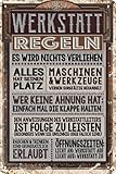 LUCKYLINDE wetterfestes 20 x 30 cm Blechschild für WERKSTATT und GARAGE – lustiger Spruch, Werkstattregeln, Handwerker und Schrauber Deko Schild