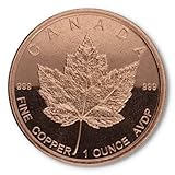 1 Unze .999 fein Kupfer Motiv "Maple Leaf" in original Lindler Münzkapsel