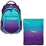 Elephant 2 Teile Set Schulrucksack HERO SIGNATURE Rucksack + Turnbeutel ATTACH BAG (Violet Cube (Lila-Türkis))