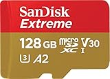 SanDisk Extreme microSDXC UHS-I Speicherkarte 128 GB + Adapter (Für Smartphones, Actionkameras und Drohnen, A2, C10, V30, U3, 190 MB/s Übertragung, RescuePRO Deluxe)