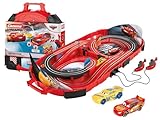Carrera Speed Arena Disney Pixar Cars I Slotbahn Kinder 1:50 – Mobile Rennbahn im Koffer mit Lightning McQueen & Cruz Ramirez – Rennspaß to go für Zuhause, unterwegs & Kindergeburtstag