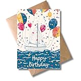 WBdesignz Geburtstag Karte mit Umschlag - Segelboot Geburtstagskarte Segeln “Happy Birthday Segler Glückwunschkarte zum Geburtstag (DIN A6)