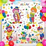 BOOMTOP 9 Blatt Fensterbilder Karneval Selbstklebend Clown Fenster Aufkleber Fasching Fenster Abziehbilder Sticker Geburtstagsparty Clown Deko Kinderzimmer Abziehbilder Aufkleber Party Dekoration