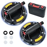 2er-Set 8.2"Saugheber Fliesenheber Glassauger|Tragkraft Max.200KG,Vakuum Saugheber Glas mit Tragbarer Werkzeugkasten,Vakuumheber Glasheber für Glas,Fliesen,Marmor