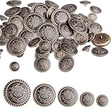 milaosk 50 Stück Knöpfe Metall,Vintage Knöpfe Bronze Knöpfe zum Annähen mit Schaft Trachtenknöpfe Ösenknöpfe für Jacken,Anzüge,Mäntel,Uniformen DIY 15mm 18mm 23mm 25mm 30mm