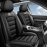 Autositzbezüge Universell Für Volkswagen Golf GTD 6 Golf 7 GTI Golf 7 R GTD, Sitzbezüge Auto PU Leder, Wasserdichtes,Atmungsaktives,Komfort,Geburtstagsgeschenk(Black)