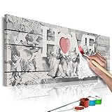 murando - Malen nach Zahlen Home & Engel 120x40 cm Malset mit Holzrahmen auf Leinwand für Erwachsene Kinder Gemälde Handgemalt Kit DIY Geschenk Dekoration n-A-0570-d-a
