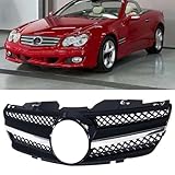 SUKORI Auto Front Kühlergrille für Mercedes Benz R230 SL Class W230 2003-2006 SL500 SL550 SL600 2-Door,Kühlergrill Frontstoßstangenhaube Grill Kühlergrill Frontstoßstange Haube Kühlergrill