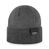 Audi 3132402100 Wende-Strickmütze Beanie Mütze, schwarz/grau
