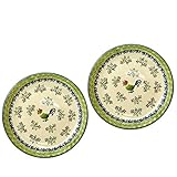 Bunzlauer Keramik Teller 21,5 cm Dekor Hahn, Traditionell, Handgeformt, Spülmaschinenfest, Hitze-beständig, Robust, Leicht zu Reinigen, 2 Stück