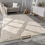 Paco Home Teppich Wohnzimmer Kunstfell weich waschbar modern elegant pflegeleicht Felloptik Uni Seidenglanz flauschig Kurzflor, Grösse:80x150 cm, Farbe:Creme