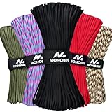 MONOBIN Paracord-Seil, 30 m, für Paracord-Projekte, 4 mm, 7 Stränge, Fallschirmschnur für Schlüsselband, Survival-Armbänder, Wäscheleine, Wandern (Schwarz, 30m)