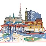 papercrush® Pop-Up Karte Hamburg - 3D Karte mit Elbphilharmonie als Reisegutschein für Hamburg Kurztrip, Geldgeschenk für Musical, Geburtstagskarte für Hamburger, Hotelgutschein zum Geburtstag