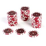 50 Poker-Chips Laser-Chips Metallkern 12g Poker Texas Hold`em Black Jack Roulette reflektierend Tokens Jetons Casino 1 Rolle Wert 1-10000 wählbar (Wert 5)