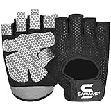 SAWANS Fitness-Handschuhe für Männer und Frauen, Gewichtheben, Fitness-Handschuhe, atmungsaktiv, Damen-Handschuhe, Training, rutschfest, Silikon, gepolsterte Handfläche (Large, Black)
