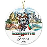 Porzellan Ornament Bulgarien Hängende Ornament Andenken Weihnachtsbaumschmuck Multicolor Christbaumschmuck Anhänger Für Hausdeko Party Holiday 7.3Cm