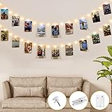 Fotowand für Zimmer Deko,kolpop Lichterkette mit Klammern für Fotos 5M 50LED Foto Lichterkette Batteriebetriebene Fotoclips Lichterkette für Wohnzimmer, Weihnachten, Hochzeiten, Party Bilder Aufhängen