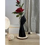 Romehaha Moderne Dekorative Keramik-Körpervase, 23,5 cm Höhe, Handgeformt, für Blumen, Couchtisch, Regal, Bauernhaus, Tischdekoration (Schwarz)