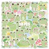 50 Stück Frosch Aufkleber, Vinyl Wasserdichte Sticker, Tier Aufkleber, Ästhetische Kawaii-Sticker für Fahrrad, Skateboard, Auto, Kinder, Gepäck, Decal
