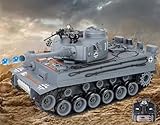 efaso Ferngesteuerter Panzer German Tiger I RTR 1:18 - RC Panzer mit Schussfunktion, Rauchfunktion, drehbarer Turm, Sound & Licht - (German Tiger I - mit Zusatzakku)