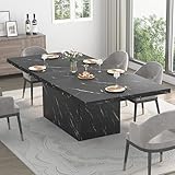 HSH Schwarzer Esstisch, Moderner Küchentisch aus Holz Design, Großer Tisch für 6 bis 8 Personen, Rechteckig Esszimmertisch Holztisch für Zuhause, Büro, Wohnzimmer, Schwarz 180 cm
