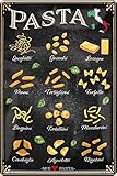 Tin Sign Blechschild 20x30 cm Wand Deko Küche + Restaurant Internationale + Italienische Pasta Sorten Nudeln Essen Speisen