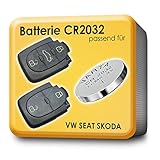 2 x Batterie VARTA CR2032 passend für Schlüssel Fernbedienung VW Skoda Seat Audi Funkschlüssel (2er Set)