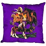 Fan-O-Menal Textilien Dekokissen mit Print - Pferde Kaltblut Isländer - Größe ca. 40 x 40 cm K12668 Farbe lila