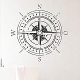 KLEBEHELD® Wandtattoo Kompass Vintage | Wandtattoo Windrose | Himmelsrichtung |Farbe schwarz, Größe 58x58cm