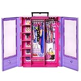 Barbie Kleiderschrank, Ultimate Closet, zum Organisieren von Barbie Kleidung und Accessoires, inkl. Kleiderbügel, Spielzeug ab 3 Jahre, HJL65