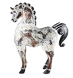 Große Statue Pferd aus Holz, geschnitzt und bemalt – Dekoration zum Hinstellen, 63 cm – Größe L