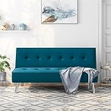 Yaheetech Schlafsofa mit Liegefläche 166,5 cm L × 92 cm B Bettsofa bis 350 kg Belastbar Schlafcouch für Wohnzimmer/Schlafzimmer/Gästezimmer blau