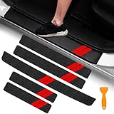 Einstiegsleistenschutz, Dekoration, Aufkleber, Dodge Charger Challenger Durango Journey, universal, passend für alle Dodge Autos, Faserleder, Einstiegsleisten (roter Rand), 4 Stück