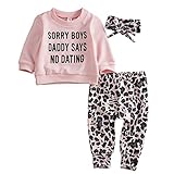 Geagodelia 3tlg Babykleidung Set Baby Mädchen Kleidung Outfit T-Shirt Top/Body + Hose/Shorts Neugeborene Kleinkinder Weiche Babyset 0-4 Jahre (6-12 Monate, Hosen & Top Sets - Pink)