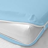 ARlinen California King Spannbettlaken mit Reißverschluss, 1 Stück, nur mit Reißverschluss, 100 % Mikrofaser, Cal-King-Größe bis 30,5 cm tiefe Tasche, Hellblau