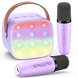 Dislocati Tragbarer Karaoke Set mit DSP & LED-Lichtern, Geschenk Spielzeug für Kinder und Erwachsene Karaoke Maschine mit 2 Karaoke Mikrofon Bluetooth Ideal für Familienfeiern, Partys & Outdoor