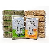 Heukönig 6x1kg Heu und 6x1kg Stroh Kombi-Paket, Perfekt als Einstreu und Futter - Natürlich & Staubfrei