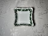 Generisch Bavaria Porzellan Weinlaubmuster mit Goldrand, kleine viereckige Schale 9 cm.