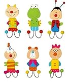 Inware 21211 - Doppel Garderobenhaken, 6er-Set, Tiermotive