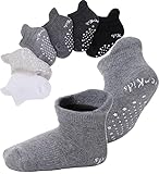 EBMORE Stoppersocken Kinder Baby Warme Antirutsch Dicke Socken für Jungen Kleinkinder Mädchen Anti Rutsch Baumwolle Geschenk Babysocken Weihnachtssocken 6 Paar (Sortiertes Grau(6 Paare),1-3 Jahre)
