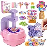 Charmofun Blumen Bastelset Kinder, Stoff Blumensträuße Spielzeug mit Blumenmaschine & Vase, Blumen Bastelkoffer Blumenstrauß, DIY Blume Basteln Spielzeug für Mädchen ab 3 Jahre