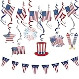 USA Deko Amerika Flagge 12 Stück Spiralen American Banner 4. Juli Tag Unabhängigkeitstag Amerikanische Deko Amerika Deko