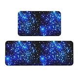 FLGHJNBJN Galaxy Stars Küchenmatten, 2 Stück, Küchenteppiche, gepolstert, Anti-Ermüdungs-Küchenmatten für Boden, rutschfest