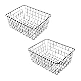 Spetebo Aufbewahrungskorb aus Metall 28 x 22 cm schwarz - 2er Set - Regal Gitterkorb Schrank Organizer - Drahtkorb Metallkorb Korb für Regal Schrank Küche Büro