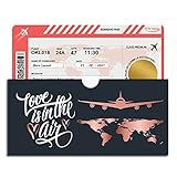 Crintiff - Reisekarte Überraschungskarte zum Selbstgestalten - Ticket Reise Design Boarding pass pink mit Tasche