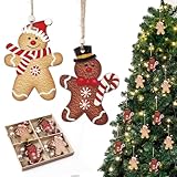 12 Stück Lebkuchenmann Weihnachtsbaumanhänger Holz zum Basteln Tannenbaumschmuck DIY Holzanhänger Weihnachten Weihnachtsanhänger Holzscheiben Weihnachtsdeko Tannenschmuck Anhänger Deko