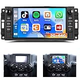 2G+64G Carplay Android 153 Autoradio für Jeep Wrangler Compass Grand Cherokee/Chrysler 300C/Dodge Ram/Chevrolet, 7 Zoll Bildschirm Radio mit Android Auto GPS WiFi Bluetooth FM/RDS Rückfahrkamera&MIC