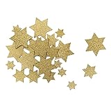 Oblique Unique® Holz Sterne Streudeko verschiedene Größen funkelnde Sterne Tisch Deko Weihnachten Jubiläum Hochzeit Geburtstag Party (Holz Sterne Set 6 Eckig - Gold)